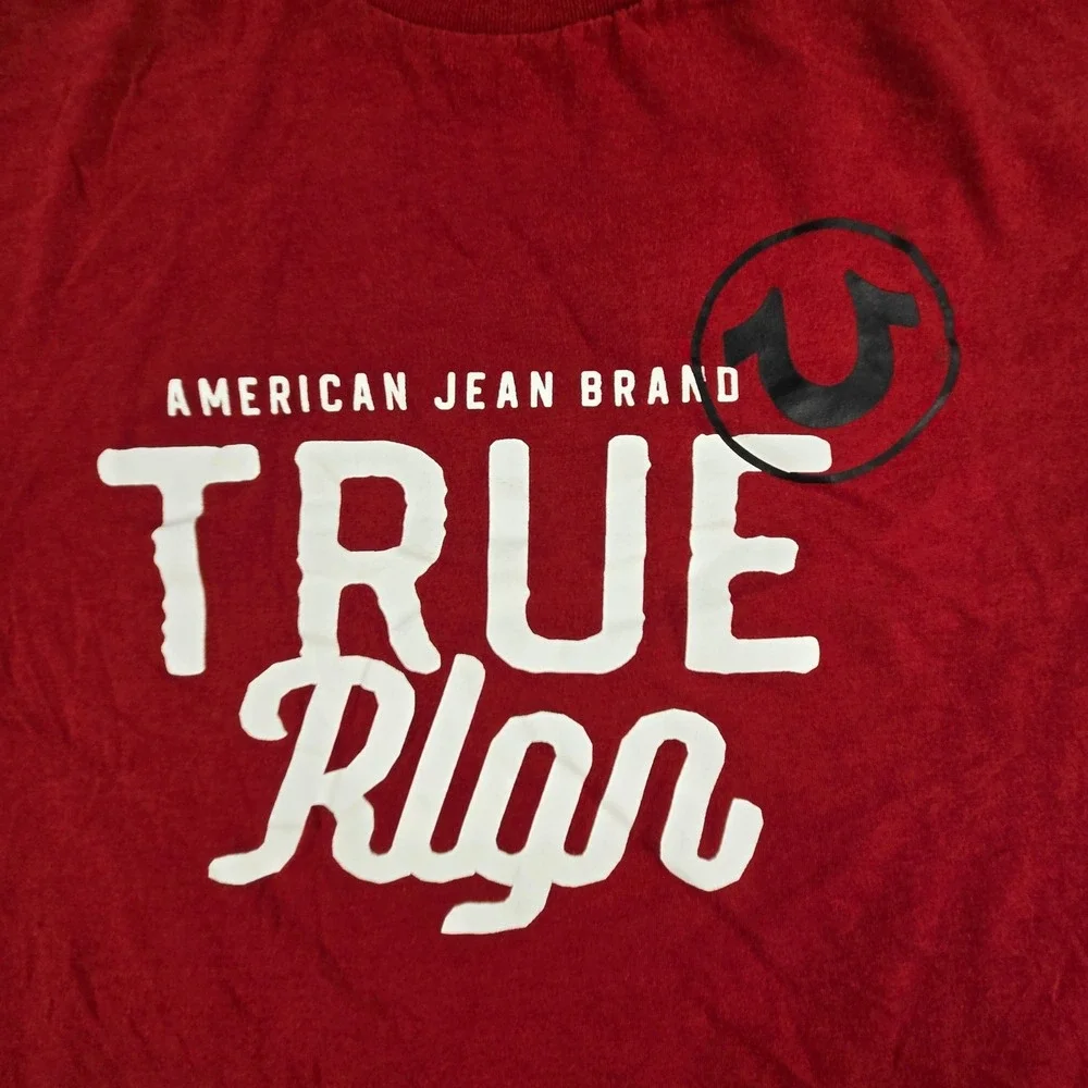 True Religion Graphic T-Shirt Mens 3XL Red Logo Y2K Casual Streetwear Urban
